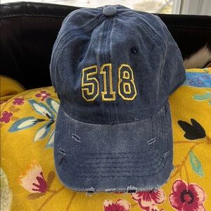 518 Blue Denim Cap with Yellow Embroidery